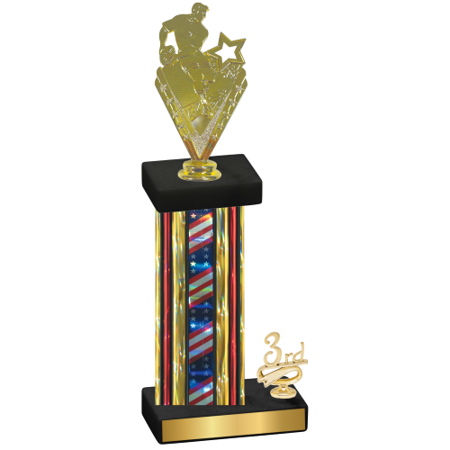 Accented Single Flag USA Third Place Rugby Trophy