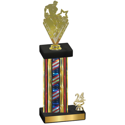 Accented Single Flag USA Year Rugby Trophy