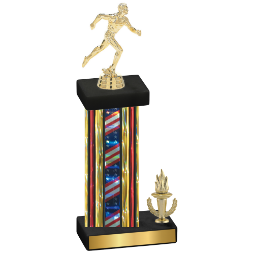 Accented Single Flag USA Victory Running Trophy