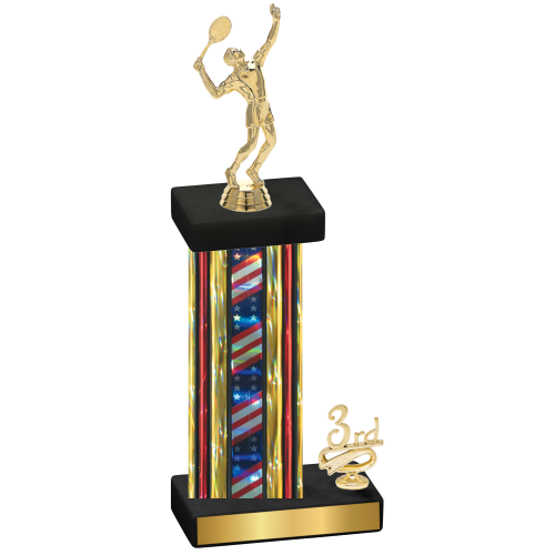 Accented Single Flag USA Third Place Tennis Trophy