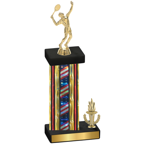 Accented Single Flag USA Victory Tennis Trophy