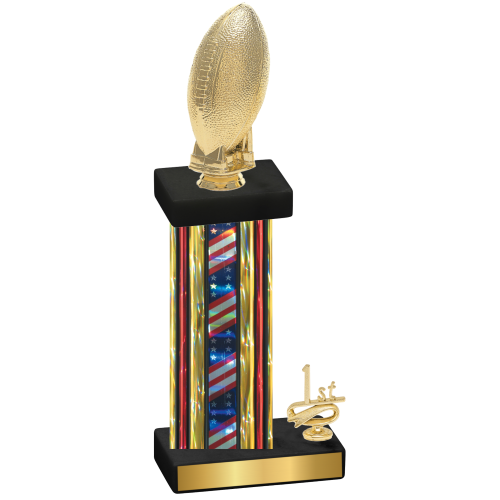 Accented Single Flag USA First Place Football Trophy