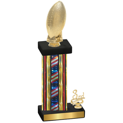 Accented Single Flag USA Third Place Football Trophy