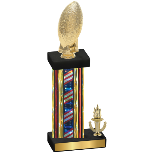 Accented Single Flag USA Victory Football Trophy