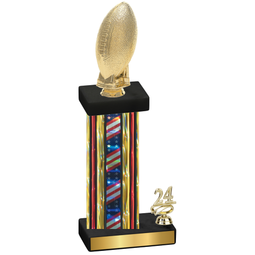 Accented Single Flag USA Year Football Trophy