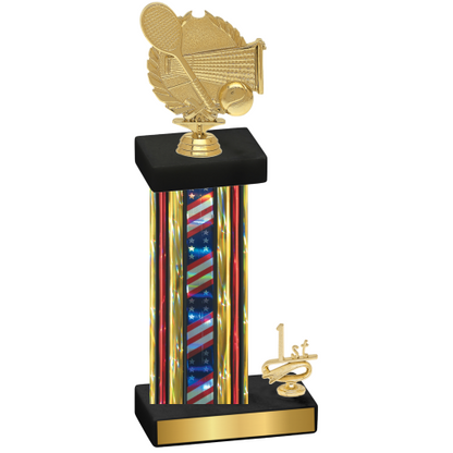 Accented Single Flag USA First Place Tennis Trophy