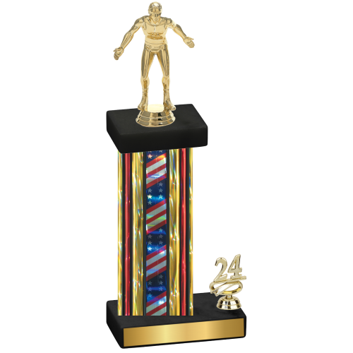 Accented Single Flag USA Year Wrestling Trophy