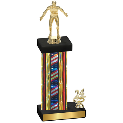 Accented Single Flag USA Year Wrestling Trophy