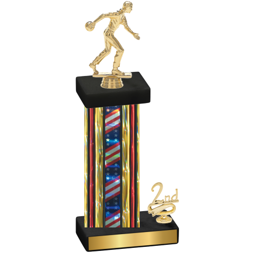 Accented Single Flag USA Second Place Bowling Trophy