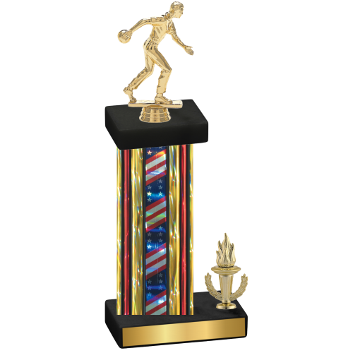 Accented Single Flag USA Victory Bowling Trophy