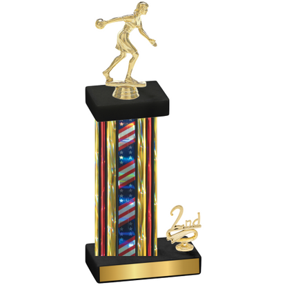 Accented Single Flag USA Second Place Bowling Trophy