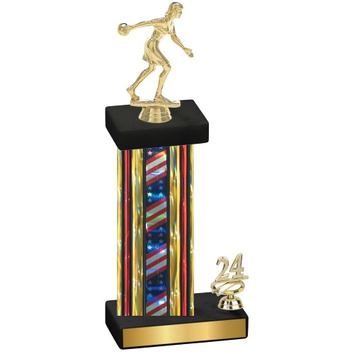 Accented Single Flag USA Year Bowling Trophy