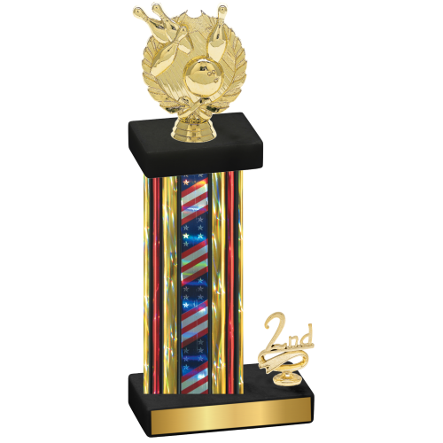 Accented Single Flag USA Second Place Bowling Trophy