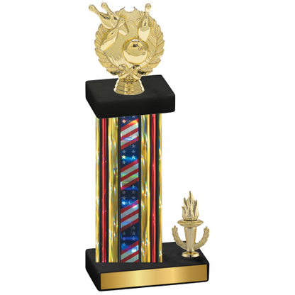 Accented Single Flag USA Victory Bowling Trophy