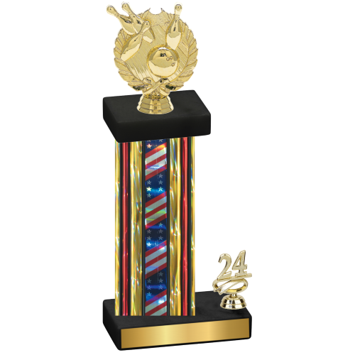 Accented Single Flag USA Year Bowling Trophy