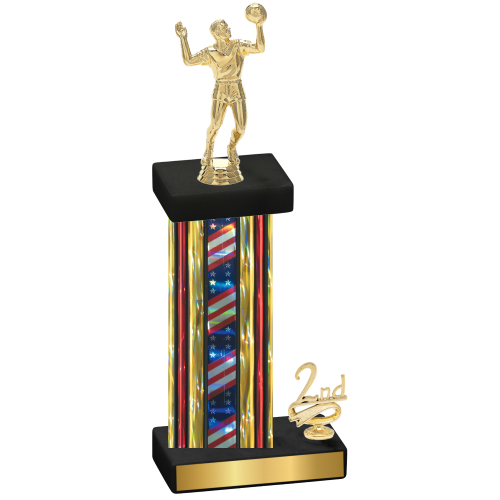 Accented Single Flag USA Second Place Volleyball Trophy