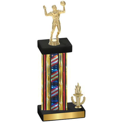 Accented Single Flag USA Victory Volleyball Trophy