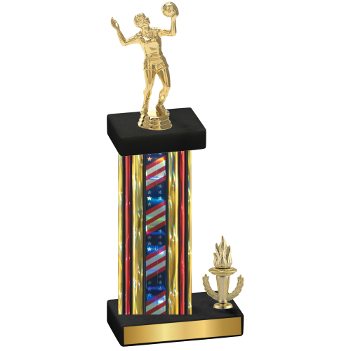 Accented Single Flag USA Victory Volleyball Trophy