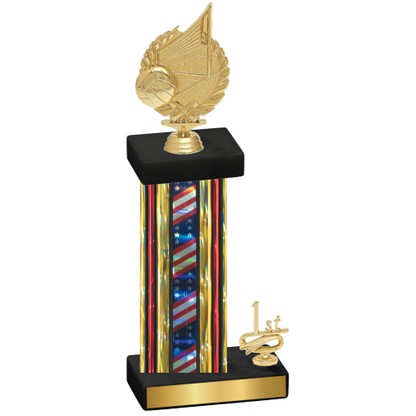 Accented Single Flag USA First Place Volleyball Trophy