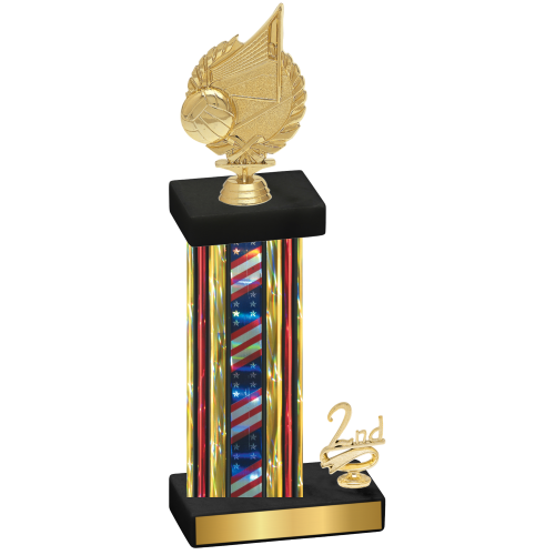 Accented Single Flag USA Second Place Volleyball Trophy