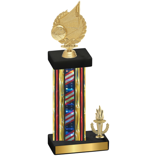 Accented Single Flag USA Victory Volleyball Trophy