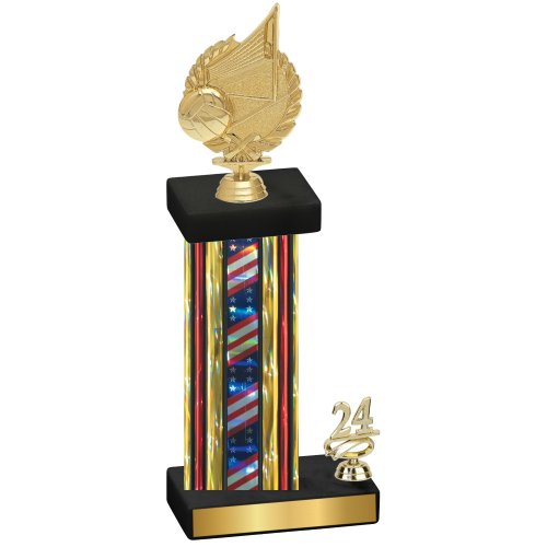 Accented Single Flag USA Year Volleyball Trophy