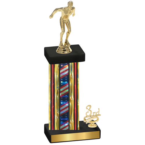 Accented Single Flag USA Third Place Swimming Trophy