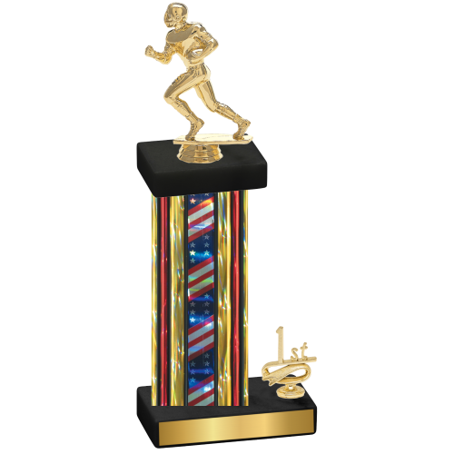 Accented Single Flag USA First Place Football Trophy