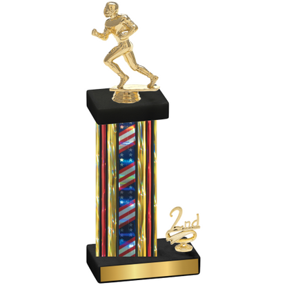 Accented Single Flag USA Second Place Football Trophy