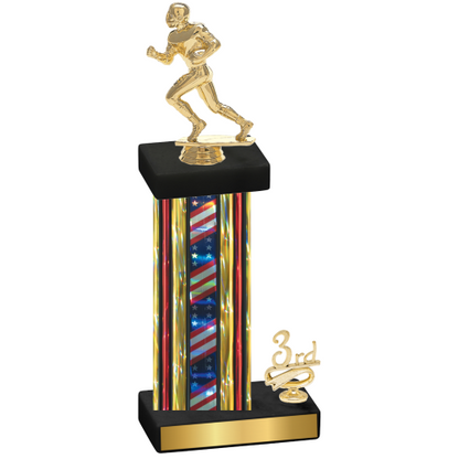 Accented Single Flag USA Third Place Football Trophy
