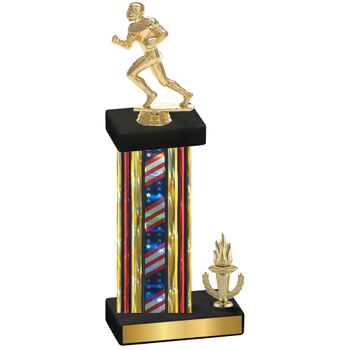 Accented Single Flag USA Victory Football Trophy