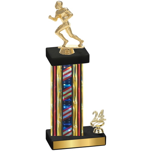 Accented Single Flag USA Year Football Trophy