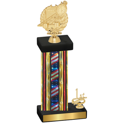 Accented Single Flag USA First Place Swimming Trophy