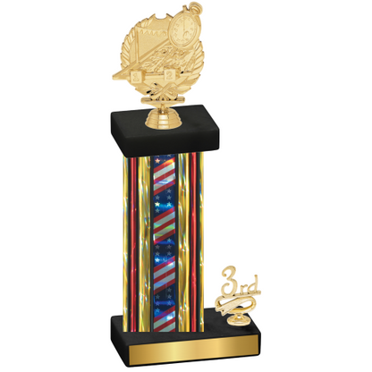Accented Single Flag USA Third Place Swimming Trophy