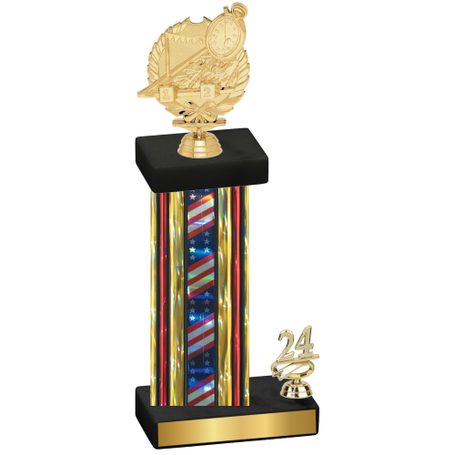 Accented Single Flag USA Year Swimming Trophy