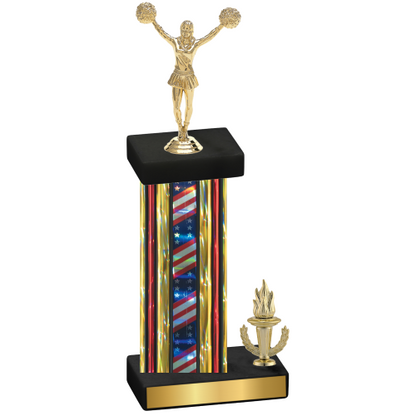 Accented Single Flag USA Victory Cheerleading Trophy