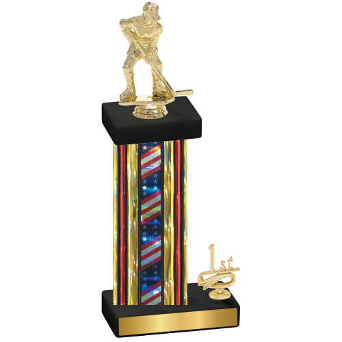 Accented Single Flag USA First Place Hockey Trophy
