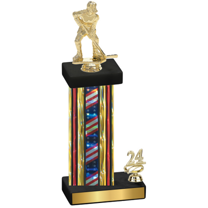 Accented Single Flag USA Year Hockey Trophy