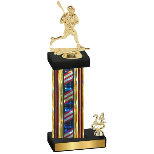 Accented Single Flag USA Year Lacrosse Trophy