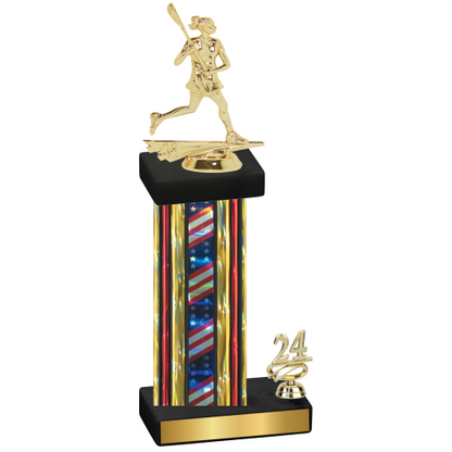 Accented Single Flag USA Year Lacrosse Trophy