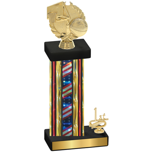 Accented Single Flag USA First Place Basketball Trophy