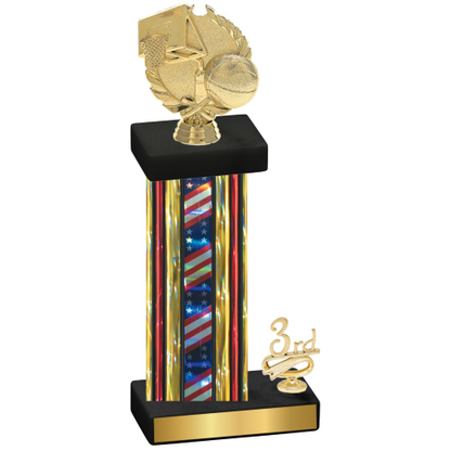 Accented Single Flag USA Third Place Basketball Trophy