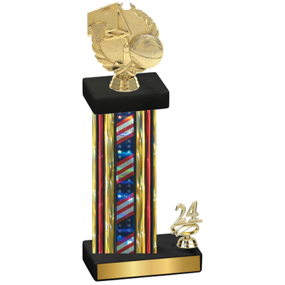 Accented Single Flag USA Year Basketball Trophy