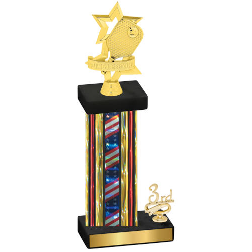 Accented Single Flag USA Third Place Pickleball Trophy