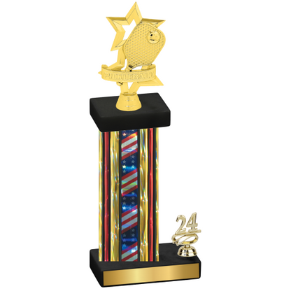 Accented Single Flag USA Year Pickleball Trophy