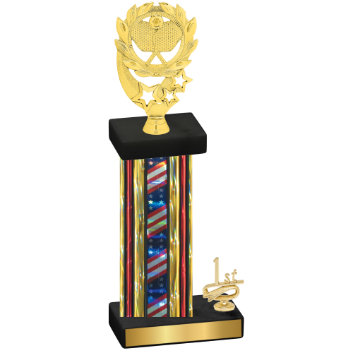 Accented Single Flag USA First Place Pickleball Trophy