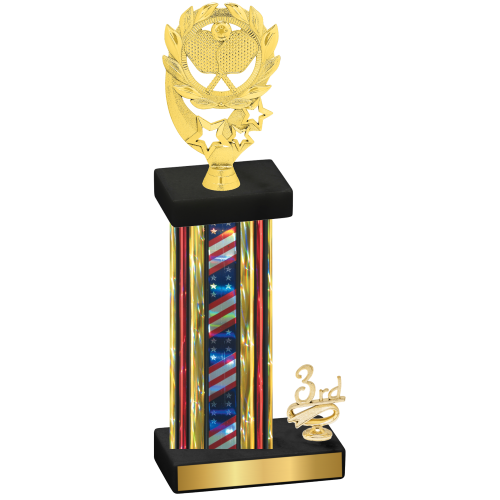 Accented Single Flag USA Third Place Pickleball Trophy
