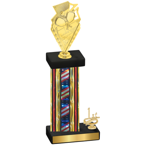 Accented Single Flag USA First Place Pickleball Trophy