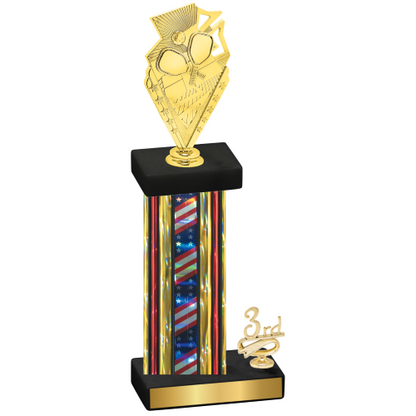 Accented Single Flag USA Third Place Pickleball Trophy