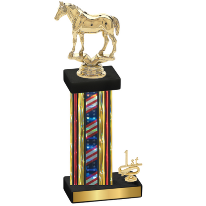 Accented Single Flag USA First Place Horses Trophy